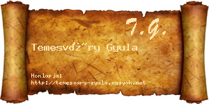Temesváry Gyula névjegykártya